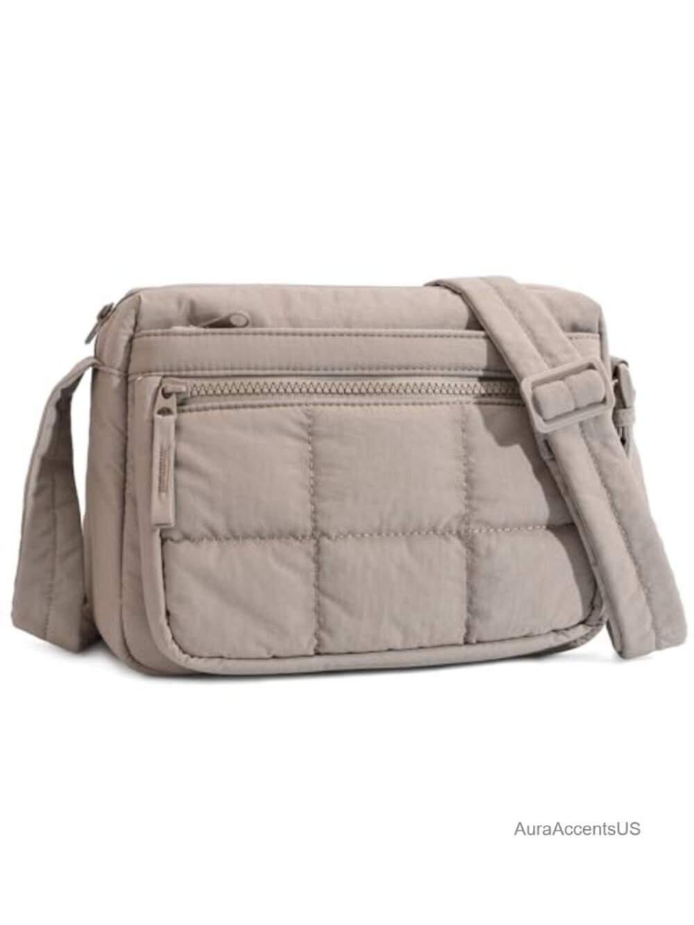 Quilted Nylon Crossbody Bag Water Resistant Padded Shoulder Purse Adjustable